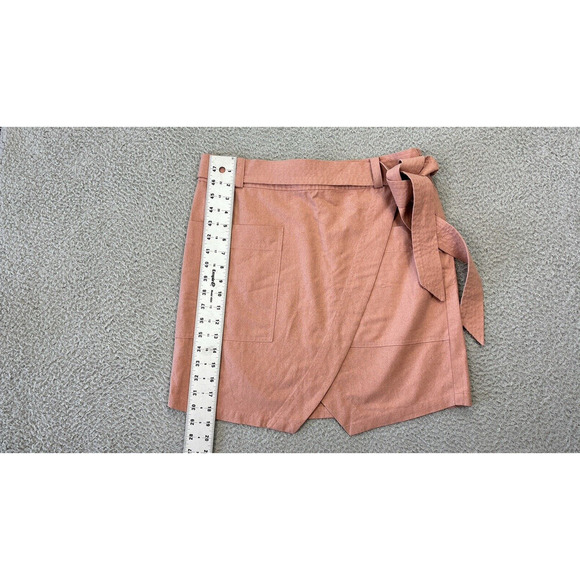 Madewell Portside Faux Wrap Skirt Womens Size 10 Blush Pink Raw Silk Mini - Picture 5 of 10